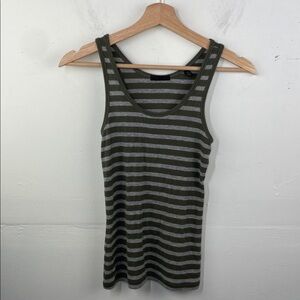 ATM Anthony Thomas Melillo Olive and Gray Striped Tank Top